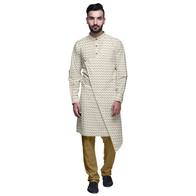 Atasi Designer Kurta Pajama For Men Printed Angrakha Kurta Set Summer Clothing
