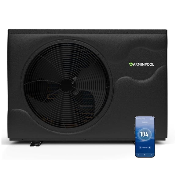 Varminpool Swimming Pool Heat Pump 120,000 BTU 33,000 Gallon High Efficiency Above-Ground Smart Inverter Control