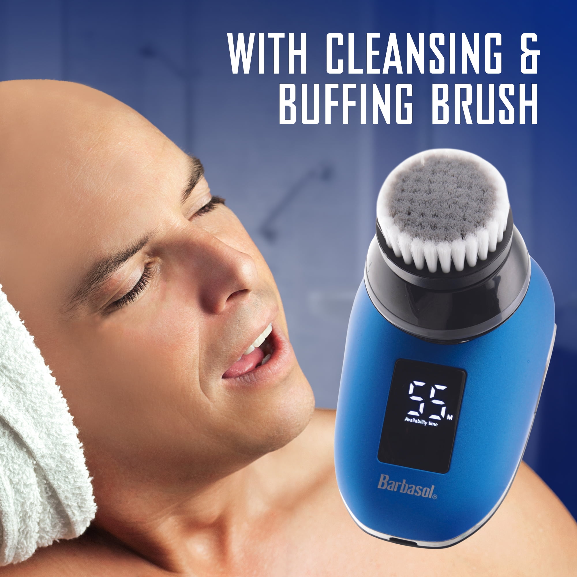 Barbasol Signature LCD 5 Electric Head Shaver for Men, Wet & Dry Use with Polishing Brush