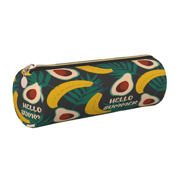 Disketp Banana And Avocado Estuche Organizador de Lápices de Cuero, Estuche de Oficina con Cremallera para Bolígrafo y Lápiz