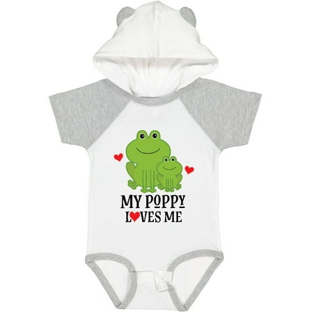 

Inktastic My Poppy Loves Me Grandson Frog Gift Baby Boy Bodysuit