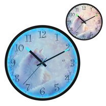 Voice Activated Clock with Glow Light 12 Inch Large Silent Wall Clock Battery Operated for Home Decor Pastel Beautiful Cat