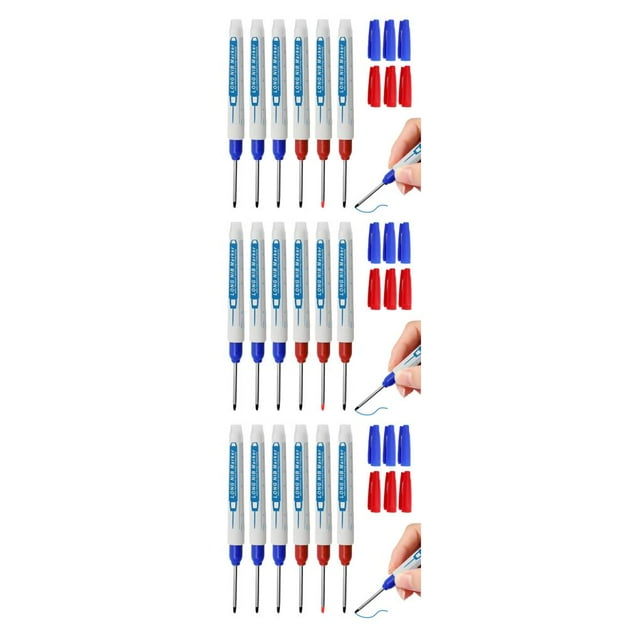 Transemion 6pcs/set Deep Hole Marker Pens Long Nib Permanent Marking Tool For Carpentry Projects Premium 3Set