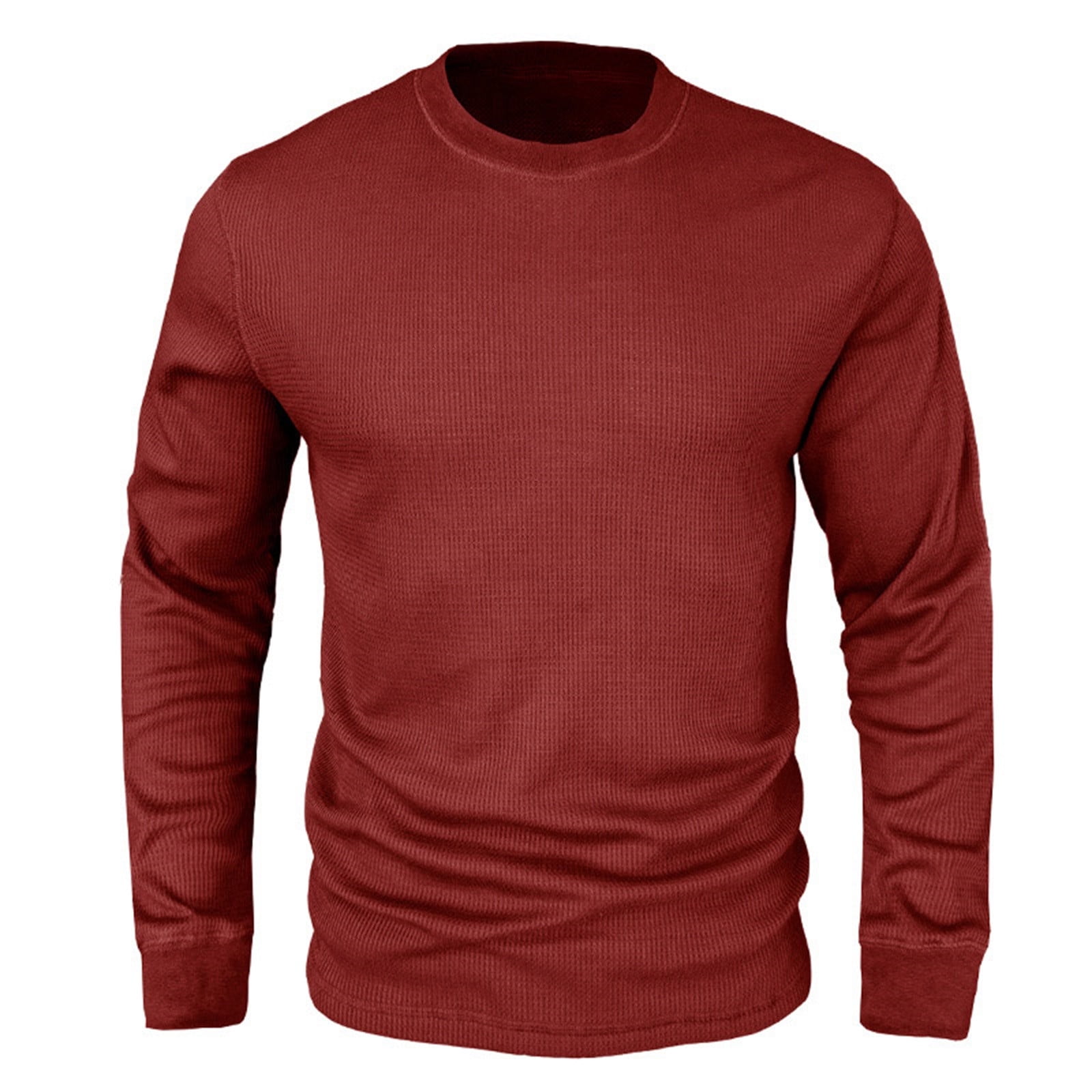 Viluyesy Long Sleeve Waffle Shirts for Men Basic Stripe Mens T