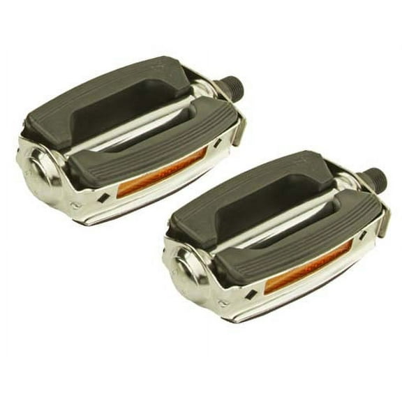 Alta Bicycle Pedals Krate PVC Metal, Multiple Colors & Sizes. (Black/Steel Bicycle Chrome , 9/16")