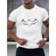 thumbnail image 1 of Men's 100% Cotton Bat Print T-Shirt - Casual Short Sleeve Round Neck Tee with Drop Shoulder Design, Regular Fit for Summer & Year-Round Wear, Machine Washable, Baseball T Shirts, Relaxed Style, 1 of 9