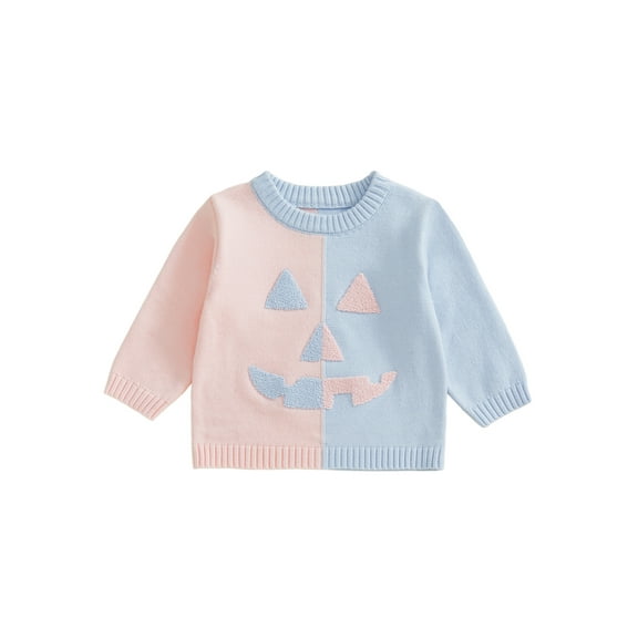 BemeyourBBs Toddler Halloween Sweater Long Sleeve Contrast Color Pumpkin Print Top