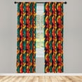 thumbnail image 5 of Ambesonne Grunge Window Curtains, Mosaic Style Zigzag Lines, Each 28" W x 63" L, Teal Vermilion Plum, 5 of 5