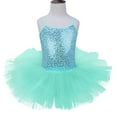 thumbnail image 3 of Oyolan Little Big Girls Sequins Ballet Dance Tutu Dress Ballerina Costume Gymnastic Leotard Dancewear Turquoise 7-8, 3 of 7