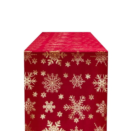 

GENERIC 2024 Snowflakes Christmas Table Runner Cloth Hot Gold Velvet Polyester Cotton Table Flag New Year Printed for Christmas Holiday