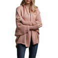 thumbnail image 3 of Women'S - Batwing Cable Knitted Slouchy Oversized Wrap Cardigan Sweater Pink One Size, 3 of 9