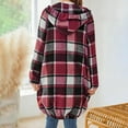 thumbnail image 5 of TKLPEHG Womens Plaid Jacket Full Zipper Casual Lapel Button Long Trench Coat Trendy Fall Winter Warm Clothing (Wine,XL), 5 of 6