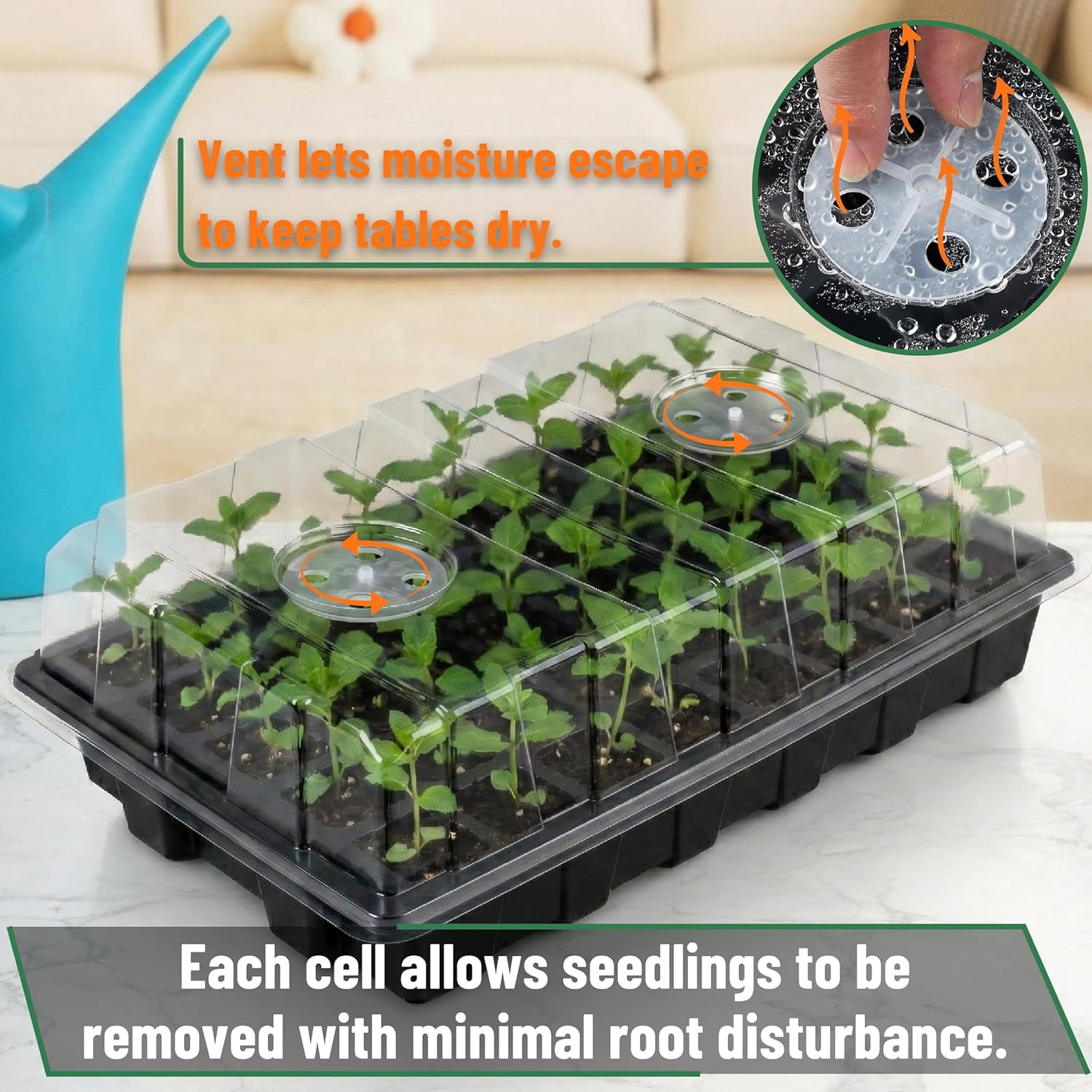 Seed Starter Tray Kits, 10 Pack, Total 400 Cells, Durable Plant Germination Trays with Humidity Vented Domes and Bases, Ideal for Seed Starting, Indoor Gardening and Greenhouse