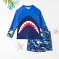 thumbnail image 2 of Gelikeya Boys Rash Guard Swim Set Size 5-6 UPF 50+ Swim Shirt and Bathing Suit Trunks Long Sleeve Toddler Boy Swim Set (Toddlers, D09 Blue, 5-6 Years), 2 of 7