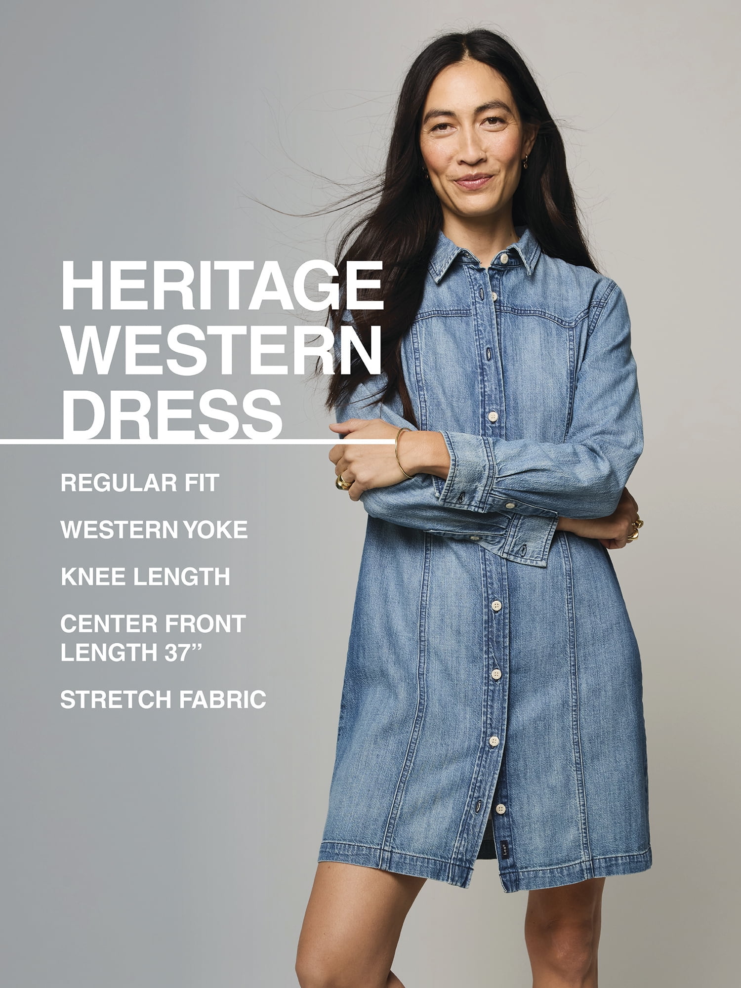 Lee Women's and Women's Plus Heritage Western Denim Dress, Sizes XS-4X