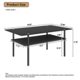 thumbnail image 3 of GZXS 3 Piece Living Room Table Set, Modern Tempered Glass Coffee Table Set with Shelf & Metal Legs, Easy Assembly, Black, 3 of 7