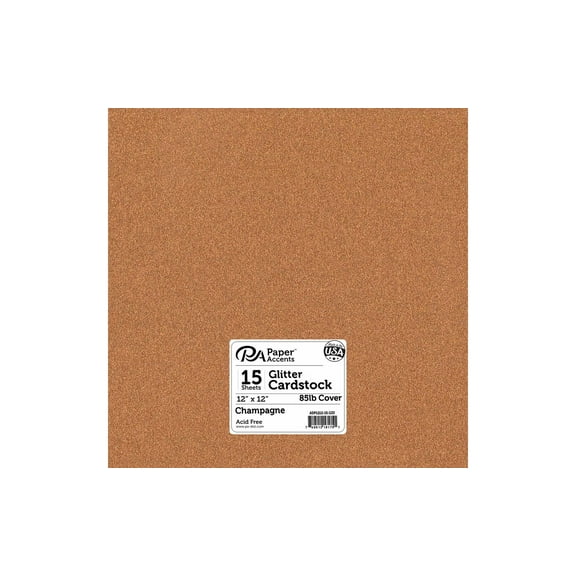 Paper Accents Glitter Cardstock 12"x 12" 85lb 15pc Champagne