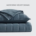 thumbnail image 6 of EVERGRACE 3 Pieces Luxurious Velvet Quilt Queen Size, Ultra Soft Bedspread Coverlet Set, Double Box Stitch Lightweight Velvet Comforter for All Season with 2 Shams, Stormy Blue, 92''x96'', 6 of 8