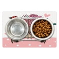 thumbnail image 1 of Animals Pet Mat for Food and Water, Cartoon Owls with Flowers on Ladybird and Small Hearts Polka Dots, Non-Slip Rubber Mat for Dogs and Cats, 18" X 12", by Ambesonne, 1 of 2