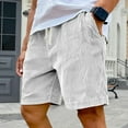 thumbnail image 2 of WTOBBY Men's Corduroy Fashion Casual Bermuda Shorts with Elastic Drawstring Waist, Contemporary Streetwear Design ,White L, 2 of 5