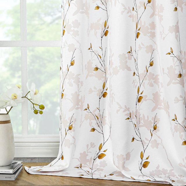 Cortinas Joydeco Floral de 274 cm de Largo para Dormitorio 2 Paneles