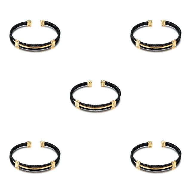 Qarigey estirable de acero inoxidable ajustable multicapa Cable trenzado mano abierta cadena brazaletes joyería oro negro Type2 NO2