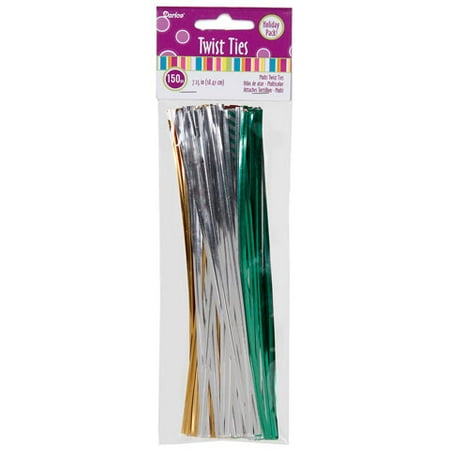 - Twist Ties Xmas Mlt 7.25 150Pc