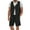 Black, variant on VBTAPA Mens Linen 2 Piece Outfits Solid Sleeveless Button Down Shirts and Shorts Set Summer Casual Beach Suits Army Green XXL