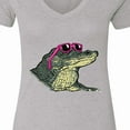 thumbnail image 4 of Inktastic Sunny Gator in Pink Sunglasses Women's V-Neck T-Shirt, 4 of 5
