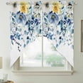 thumbnail image 2 of Teal Blue Eucalyptus Swag Curtains for Kitchen/Bedroom/Living Room, Spring Garden Floral Leaves Botanical Scalloped Curtains 63 Inch Long, Window Swag Topper Curtains Valances 2 Panels Set 36"x63", 2 of 8