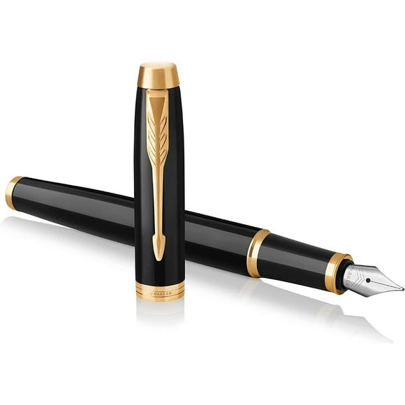 Parker IM Pluma Estilográfica, Negro (Black Gold Trim), Punta Fina Parker Unisex