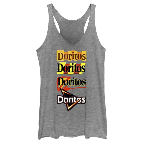 Women's Doritos Logo Evolution  Racerback Tank Top Gray Heather X Small