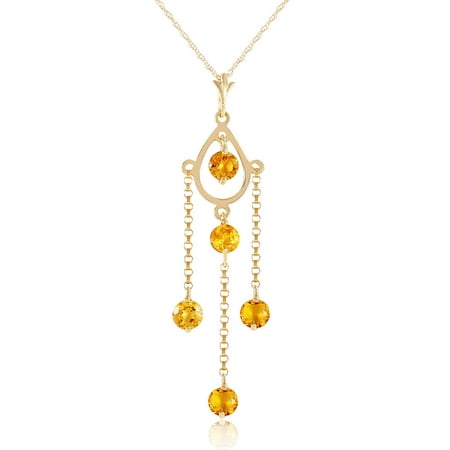 ALARRI 1.5 Carat 14K Solid Gold Ray Of Faith Citrine Necklace with 18 Inch Chain Length.