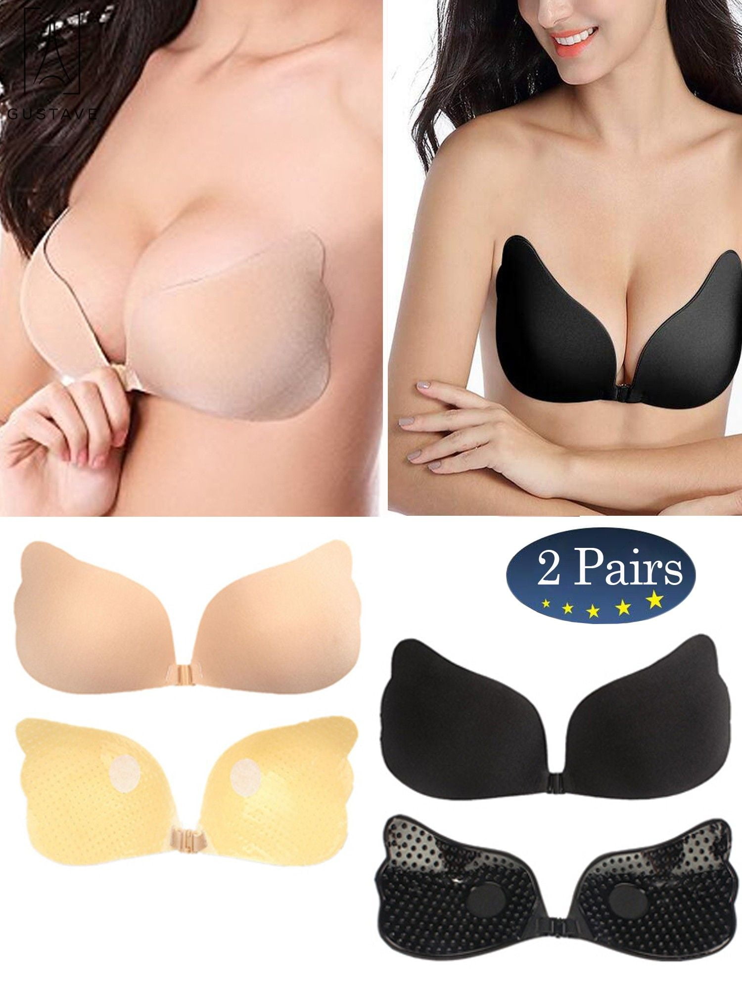 GustaveDesign 2 Packs Women's Sexy Strapless Invisible Bra
