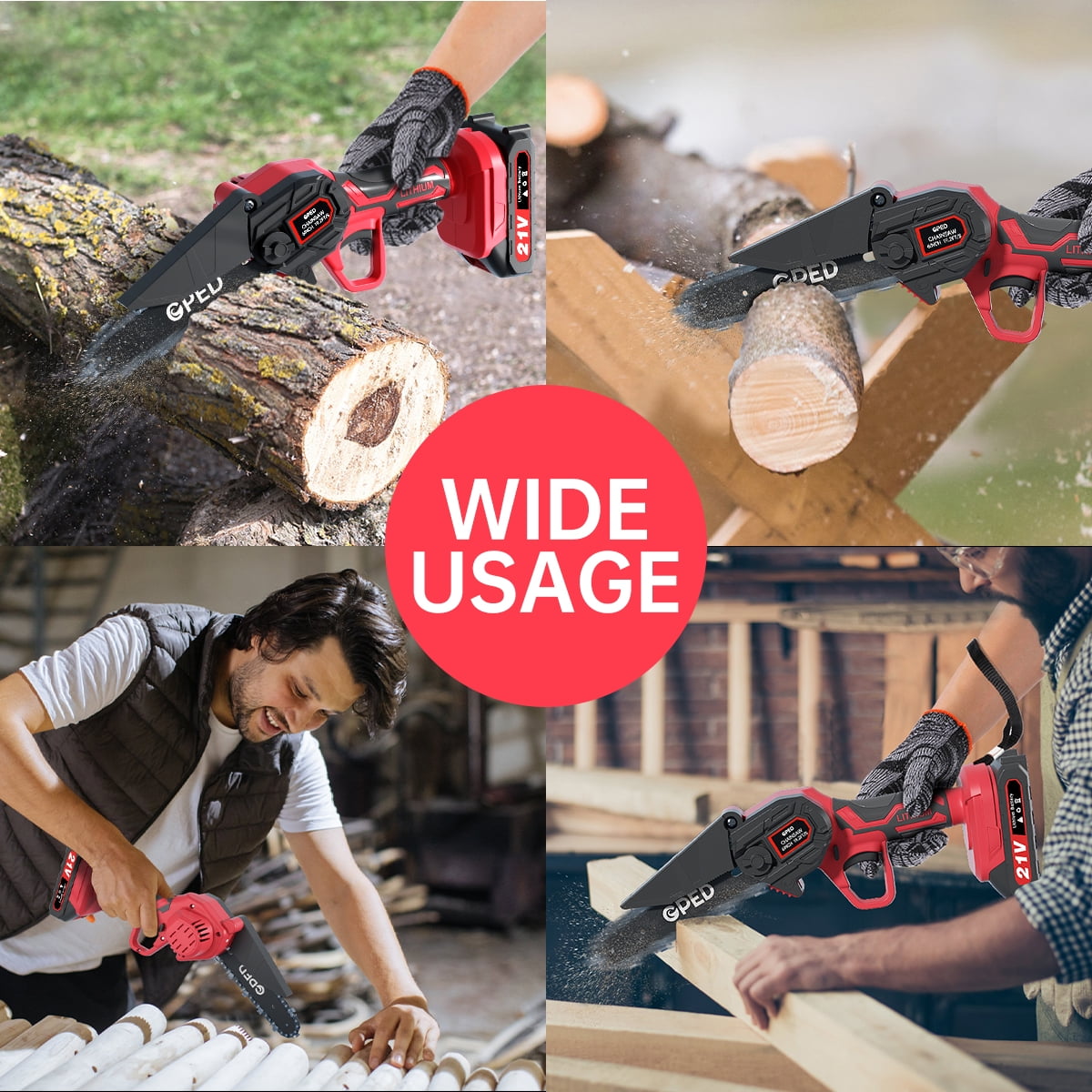 Mini Chainsaw Cordless 6 inch with 2 Battery, Mini Power Chain Saw with Security Lock, Electric Chainsaw, Handheld Small Chainsaw for Tree Trimming Wood Cutting (2 Mini Chainsaw + 2 Guide Plate)