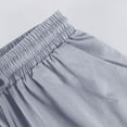 thumbnail image 4 of Linen Shorts for Women 2026 Summer Cotton Linen Bermuda Shorts Drawstring Waist Knee Length Beach Shorts with Pockets Light Blue L, 4 of 7