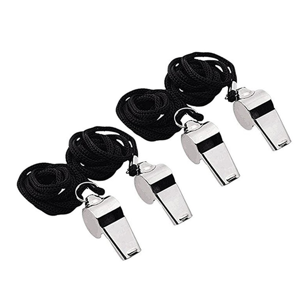 4Pcs Referee Whistle Stainless Steel Extra Loud Whistle For School