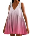 thumbnail image 1 of FAIWAD Robes Patchwork Surdimensionnées pour Femmes Été Amples Dégradé Sans Manches Col en V Plissées Mini Robe d'Été, 1 of 5