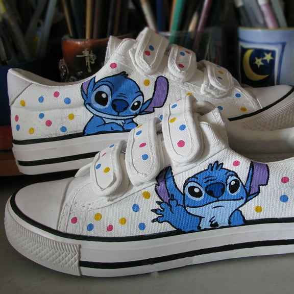 2024 New Cartoon Stitch Canvas Shoes Daily Casual Student Sneakers Fashion Non-Slip Skateboard Shoes