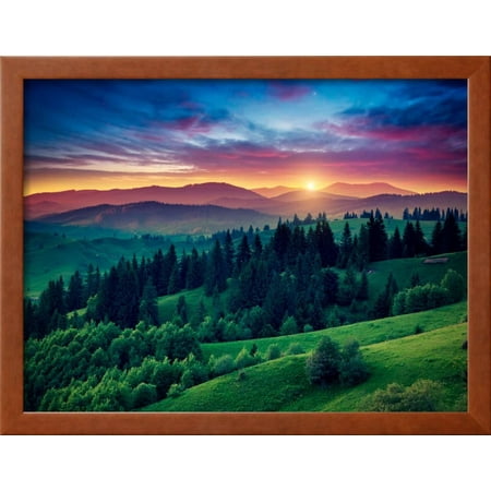 Green Hills Glowing By Warm Sunlight At Twilight Dramatic Scene Green Hills Glowing By Warm Sunlight At Twilight Dramatic Scene Colorful Sky Red Clouds Carpath Framed Print Wall Art Leonid Tit Com
