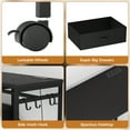 thumbnail image 5 of Bedroom Dresser with Hanging Rack, 4 Drawers Dresser with Charging Station and LED Lights, Storage Chest of Drawers with Wheels, Wooden Top, for Closet, Living Room Black, 5 of 9