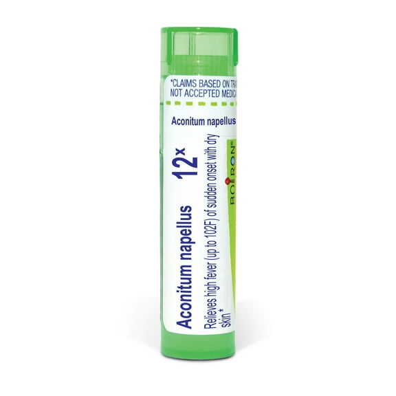 Boiron Aconitum Napellus 12X, Homeopathic Medicine for High Fever (Up To 102F) Of Sudden Onset With Dry Skin, 80 Pellets