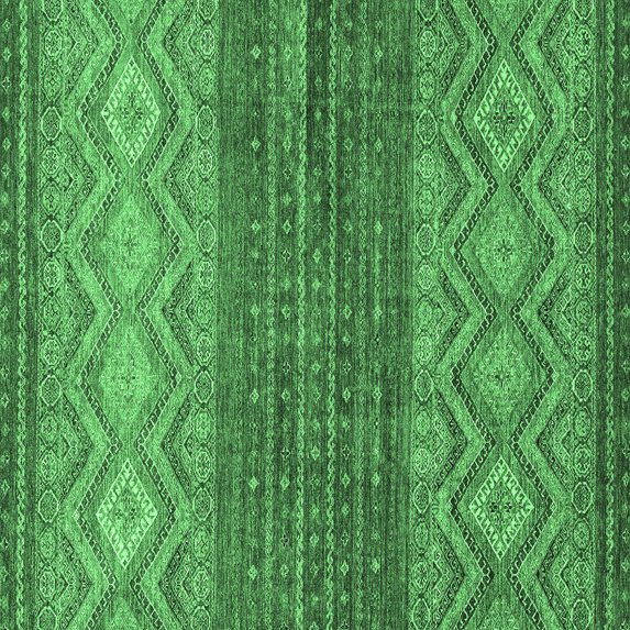 Ahgly Company Indoor Square Abstract Emerald Green Modern Area Rugs, 7' Square