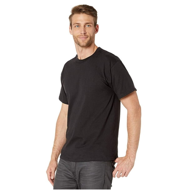 Hanes Beefy-T Crew Neck Short Sleeve T-Shirt Black - Walmart.com ...