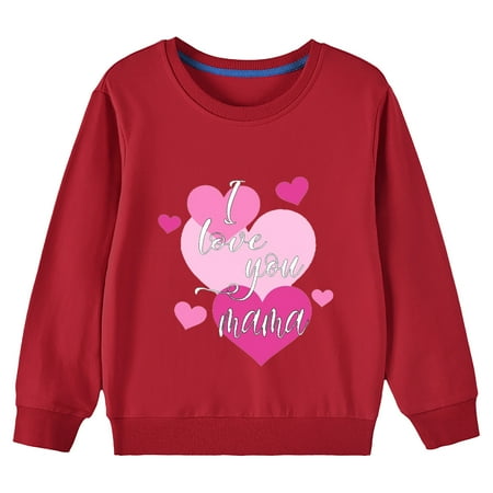 

KBKYBUYZ Toddler Long Sleeve Shirts Toddler Kids Boys Girls Fashion Cute Solid Color Valentine s Day Heart Print Long Sleeve Top Hoodies On Sale