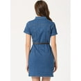 thumbnail image 4 of Vestido camisero de mezclilla Allegra K con botones y manga corta Azul M, 4 of 5