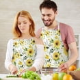 thumbnail image 3 of White Green Leaf Sunflower Pattern Apron-Garden Aprons for Women with Pockets-Cotton Linen Waterproof Kitchen Cooking Gardening Aprons Adjustable for Kitchen,Cooking,BBQ and Salon 33x27 Inch, 3 of 7