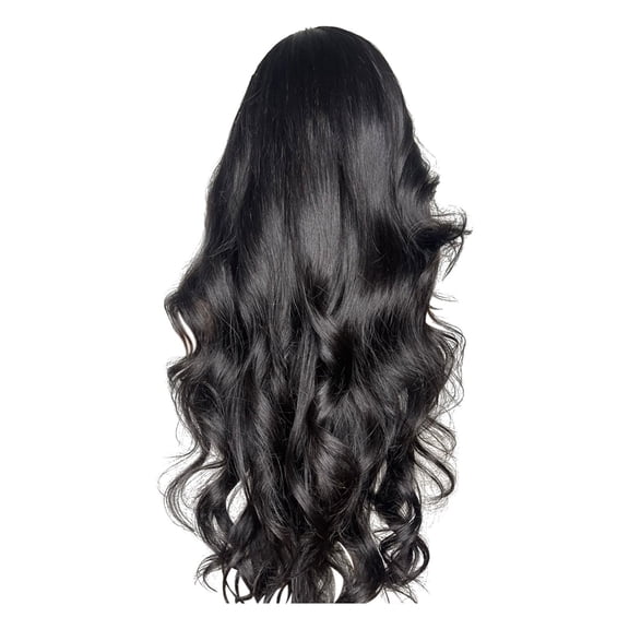Suitable For Women Fashion Black Wig Front Lace Large Wave Wig Women's Center Split Long Curly Hair Synthetic Fiber Headgear