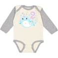thumbnail image 3 of Inktastic Happy 2nd Birthday with Cute Narwhal Stars and Bubbles Boys or Girls Long Sleeve Baby Bodysuit, 3 of 5