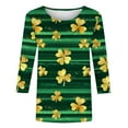 thumbnail image 7 of SELONE St. Patricks Day Tops for Women with 3/4 Sleeve Crewneck Shirt Stripes Pullover Festival Outerwear Green 2XL, 7 of 7